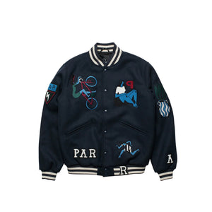 Parra Run Sit Bike Varsity Jacket Navy Blue