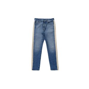 Palm Angels Indigo Track Denim Pants Light Blue/White