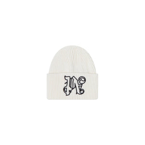 Palm Angels Monogram Beanie Off White