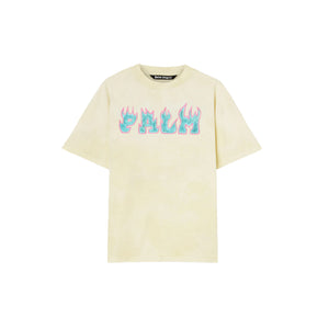 Palm Angels Logo Flames Vint Tee White/Purple