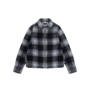 Stussy Zip Sherpa Shadow Plaid Black