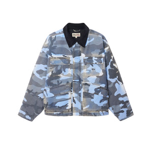 Stussy Shop Jacket Spray Dye Canvas Blue Camo
