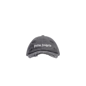 Palm Angels Ripped Logo Cap Dark Grey