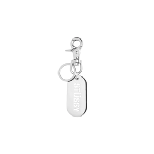 Stussy Metal Tag Keychain Silver