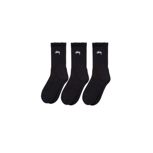 Stussy Stock Crew Sock – 3 Pack Black