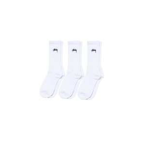 Stussy Stock Crew Sock – 3 Pack White