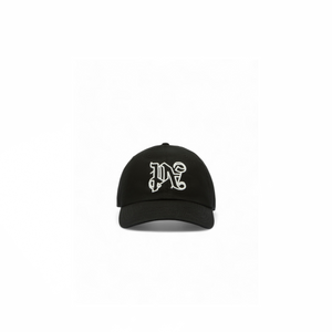 Palm Angels Monogram Cap Black White