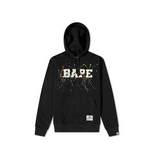 BAPE Paint Splatter Pullover Hoodie Black