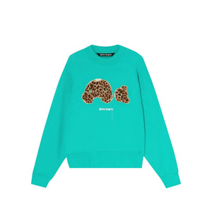 Palm Angels Leopard Bear Sweatshirt Forest Green/Brown