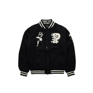 Parra Cloudy Star Varsity Jacket Black