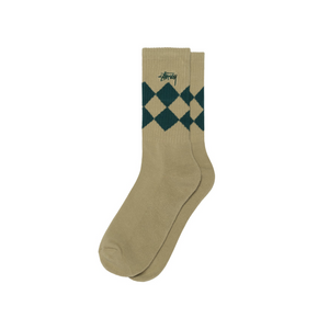 Stussy Argyle Jacquard Crew Socks Beige